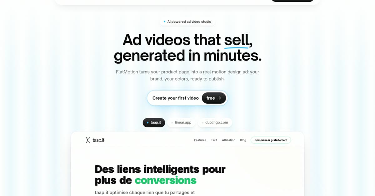 The FlatMotion landing page, four days after the first commit